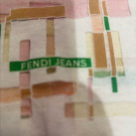 Fendi Jeans cotton blouse with a geometric pattern size M-L made in Italy EUC - Picture 5 of 10